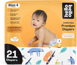 Baby on Hello Bello diaper package, size 4.