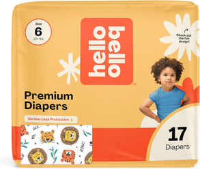 Diaper package with child and animal design.