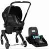 A black stroller and a car seat