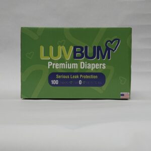 A box of luvbum diapers