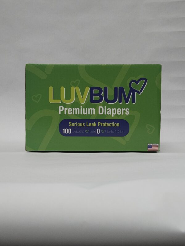 A box of luvbum diapers