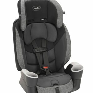 A car seat that is black and gray