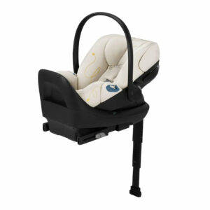 A baby seat with the base extended up.