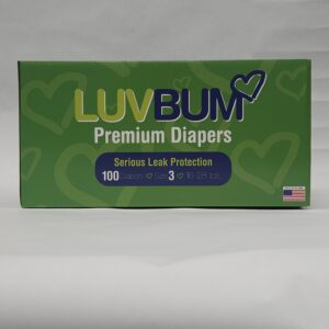 A box of luvbum diapers