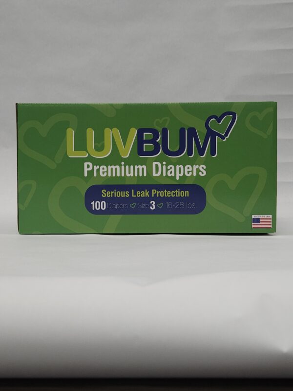 A box of luvbum diapers