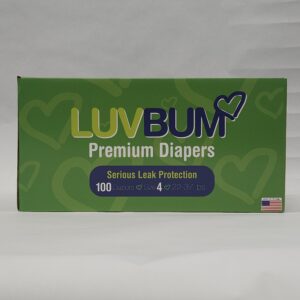 A box of luvbum diapers