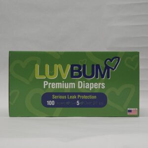 A box of luvbum diapers