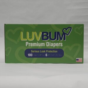 A box of luvbum diapers