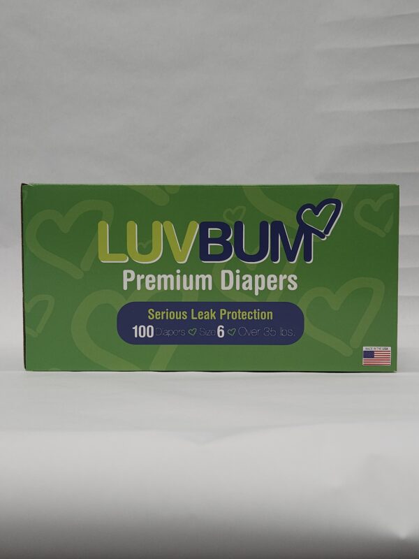 A box of luvbum diapers