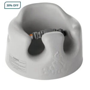 The Bumbo Floor Seat is made of super soft, durable foam and is designed to help your baby comfortably sit upright on their own. A 3-point harness ensures your little one is safe and secure while they play and interact with you. Elevated leg openings gently recline your baby towards the center of the rounded backrest easing them into an upright position Suitable for ages 3 months to 9 months Measures 14.96" L x 14.96" W x 9.25" H Weighs 2.91 lb.